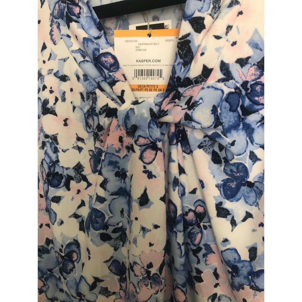 Kasper Twist-Neck Top Sleeveless California Sky Multi Women's Petite Small NEW - Picture 3 of 10